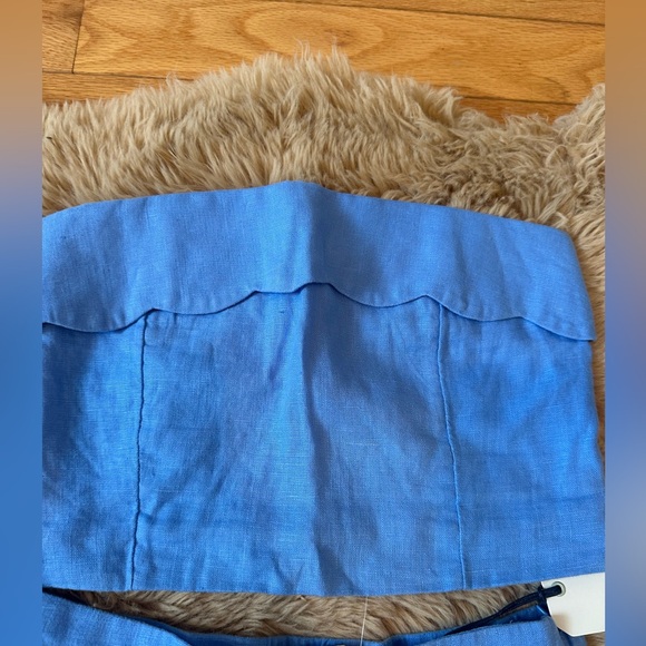 Matching set! Premium linen scalloped strapless top and shorts set - Picture 6 of 9